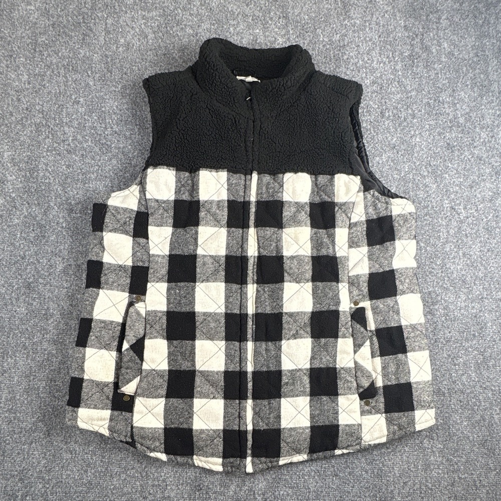 Maurices Buffalo Plaid & Sherpa Mixed-Media Quilted Vest - Women's Size XXL